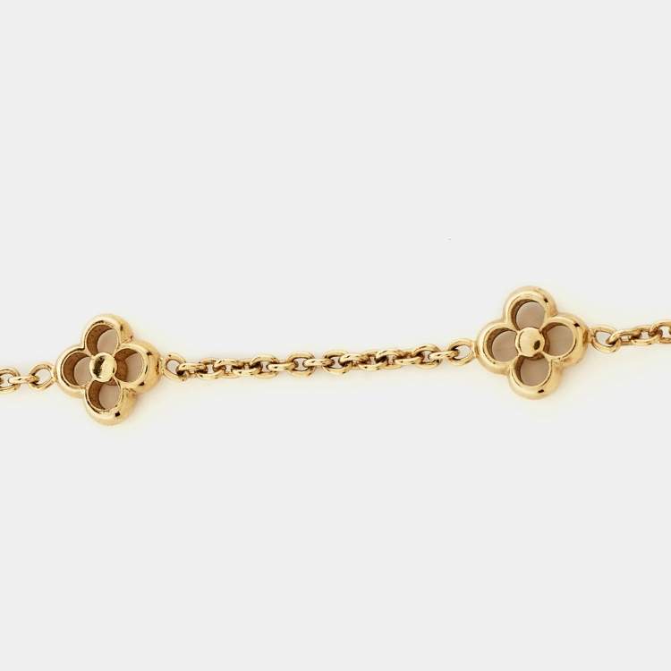 Pre Owned Louis Vuitton Flower Gold Tone Station Necklace