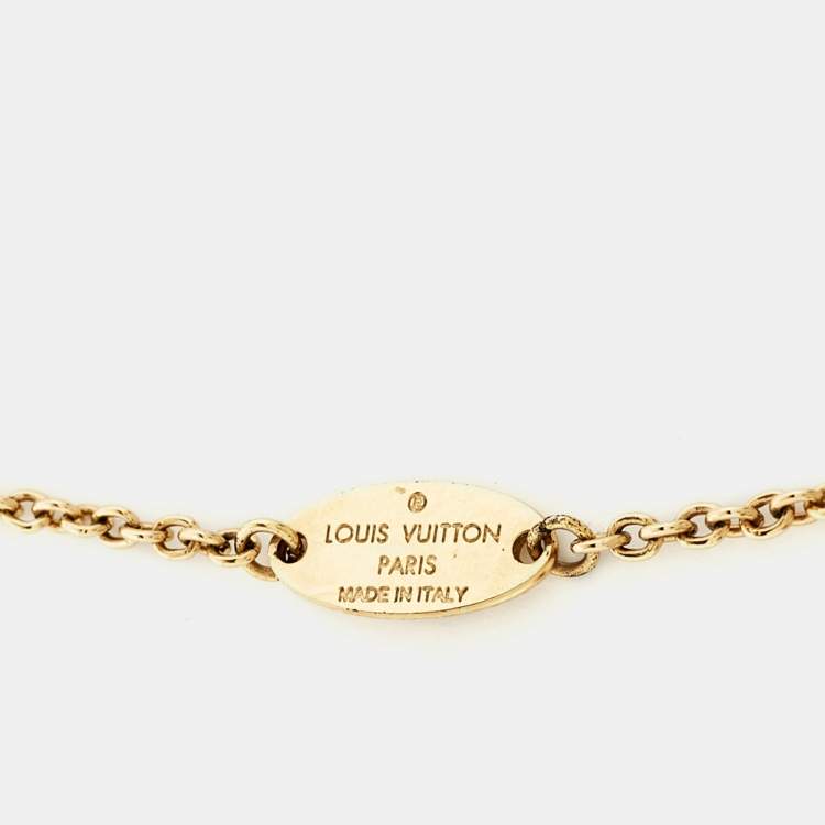 Pre Owned Louis Vuitton Flower Gold Tone Station Necklace