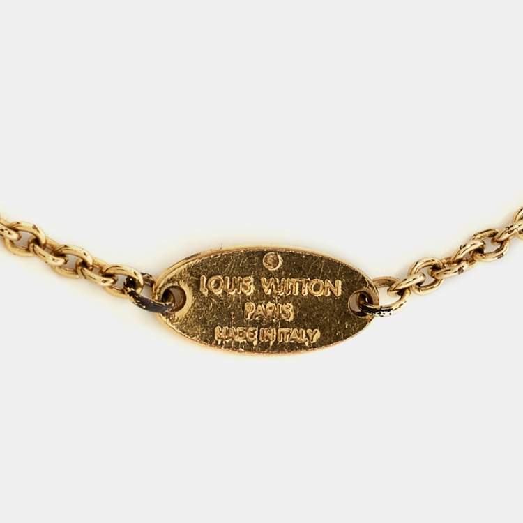 Pre Owned Louis Vuitton Flower Gold Tone Station Bracelet