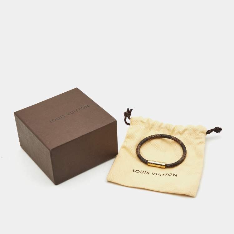 Pre Owned Louis Vuitton Keep It Bracelet Canvas Gold Tone Bracelet