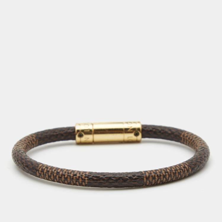 Pre Owned Louis Vuitton Keep It Bracelet Canvas Gold Tone Bracelet