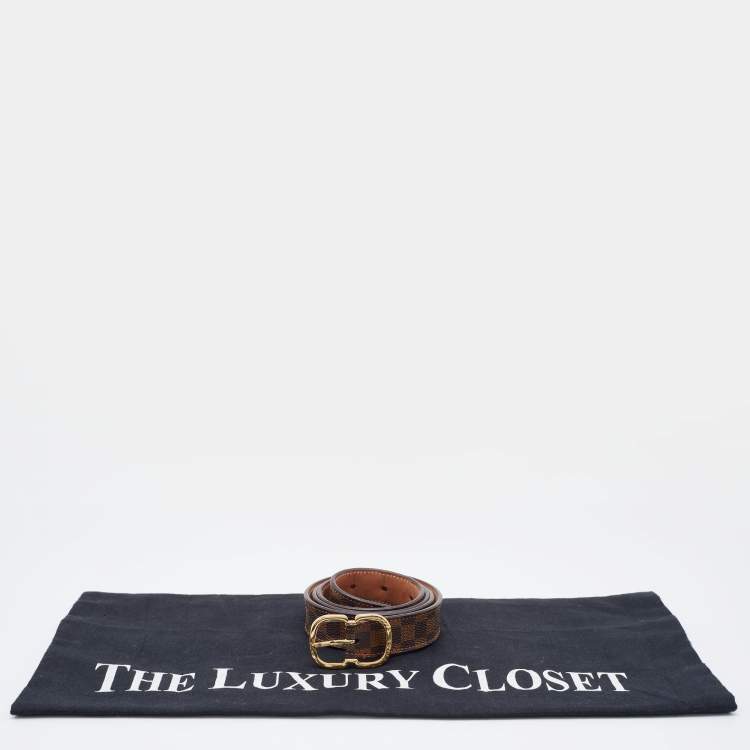 Pre Owned Louis Vuitton Damier Ebene Mini 25 MM Belt 85CM