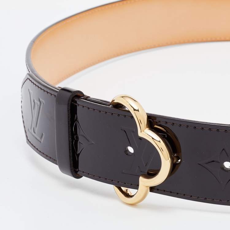 Pre Owned Louis Vuitton Amarante Monogram Vernis Fleur Buckle Belt 90CM