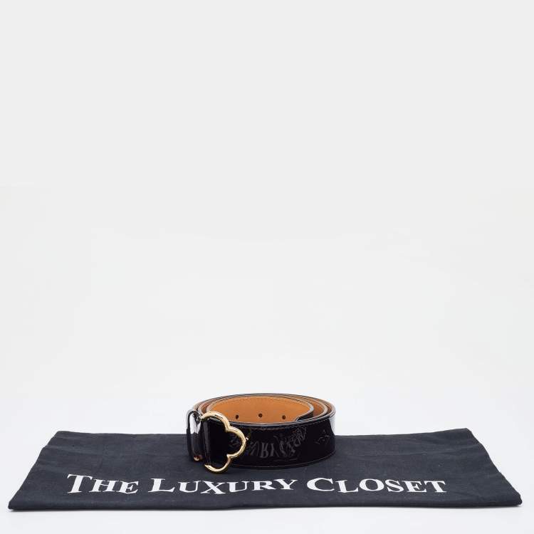 Pre Owned Louis Vuitton Amarante Monogram Vernis Fleur Buckle Belt 90CM