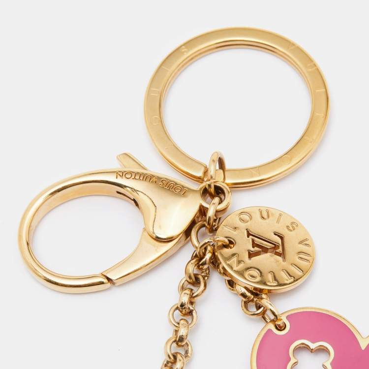 Pre Owned Louis Vuitton Looping Enamel Gold Tone Key Ring