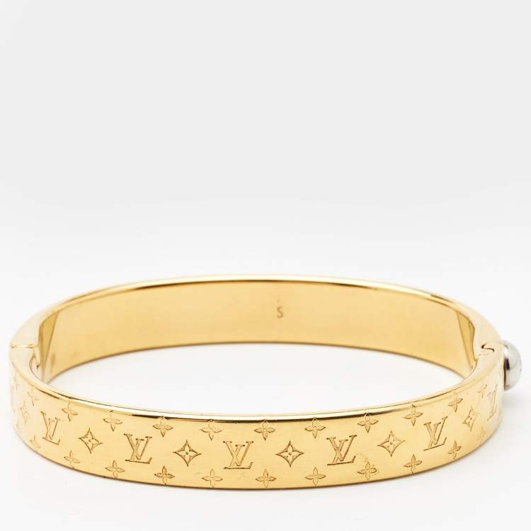 Louis Vuitton Nanogram Gold Tone Cuff Bracelet S