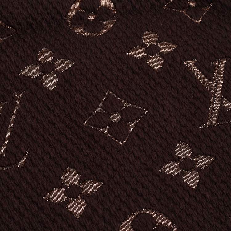 Pre Owned Louis Vuitton Brown Wool & Silk Logomania Shine Scarf