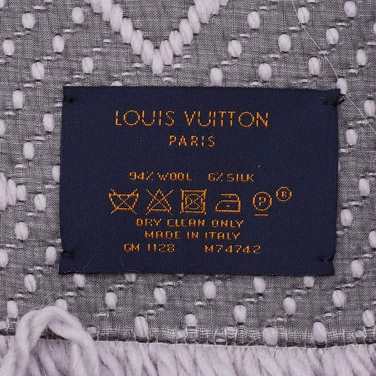 Pre Owned Louis Vuitton Grey Wool & Silk Logomania Scarf