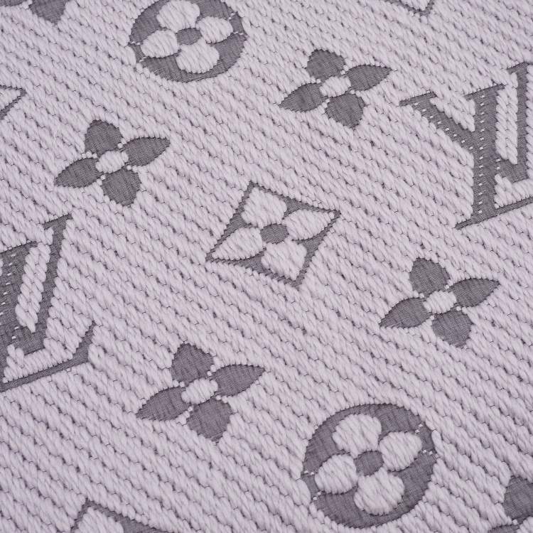 Pre Owned Louis Vuitton Grey Wool & Silk Logomania Scarf