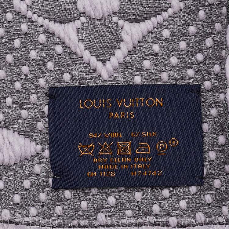 Pre Owned Louis Vuitton Grey Wool & Silk Logomania Scarf