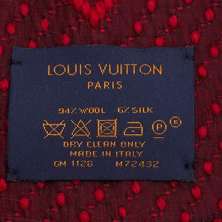 Pre Owned Louis Vuitton Red Wool & Silk Logomania Scarf