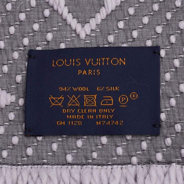 Pre Owned Louis Vuitton Grey Wool & Silk Logomania Scarf