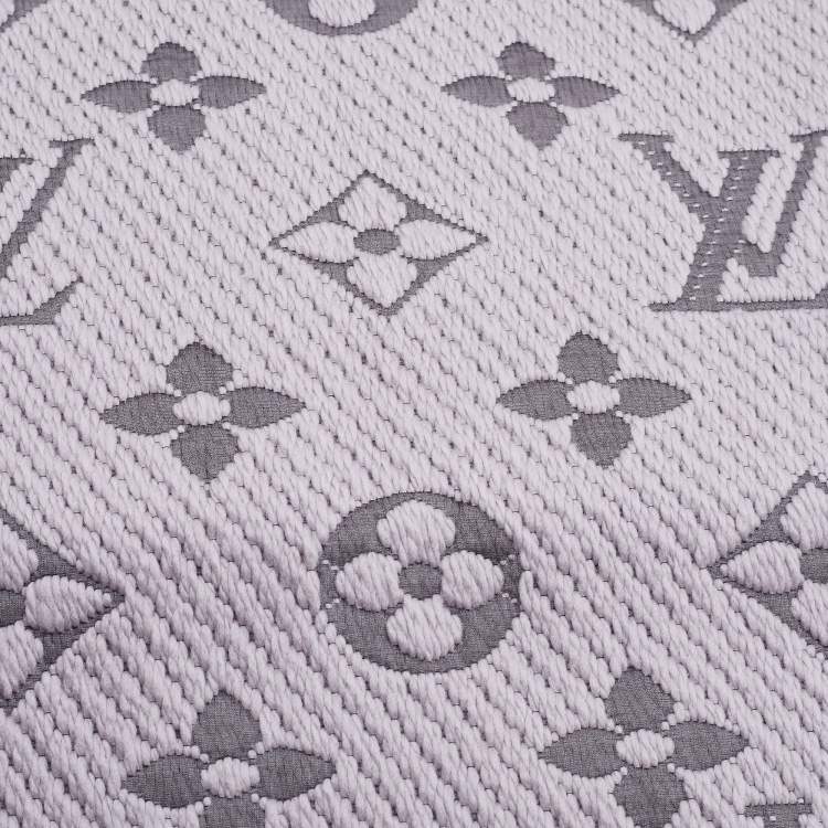 Pre Owned Louis Vuitton Grey Wool & Silk Logomania Scarf