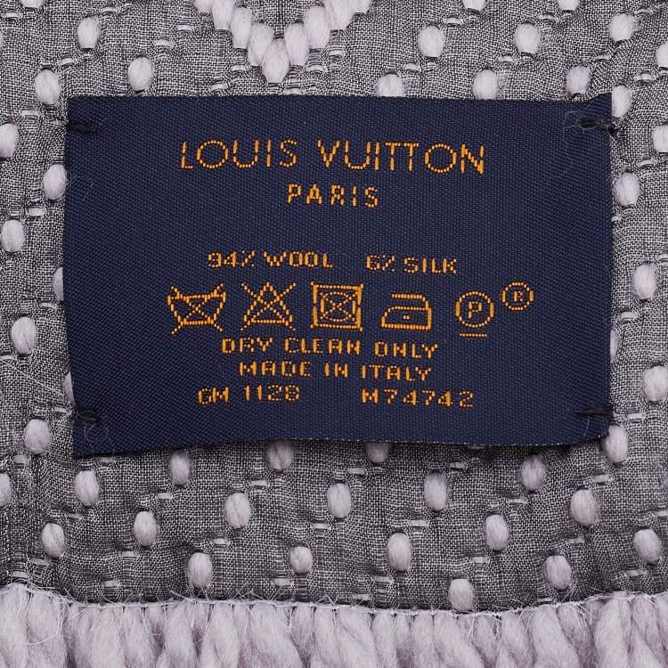 Pre Owned Louis Vuitton Grey Wool & Silk Logomania Scarf