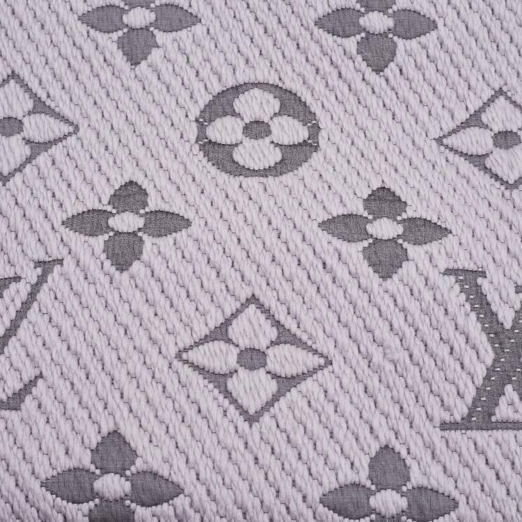 Pre Owned Louis Vuitton Grey Wool & Silk Logomania Scarf