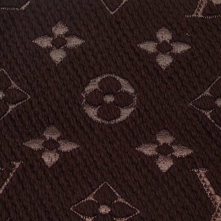 Pre Owned Louis Vuitton Brown Wool & Silk Logomania Shine Scarf