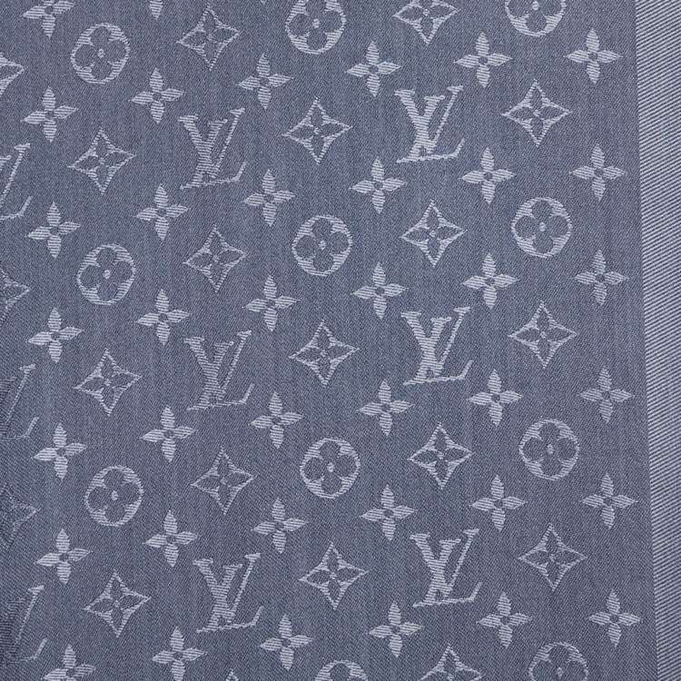 Louis Vuitton Blue Monogram Silk Wool Denim Shawl Louis Vuitton