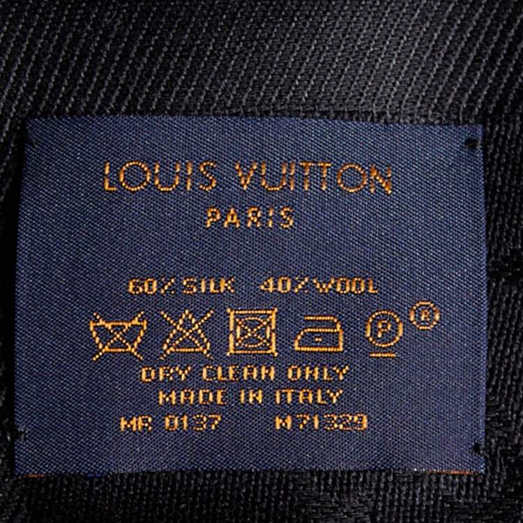 Pre Owned Louis Vuitton Black Silk & Wool Classique Monogram Shawl