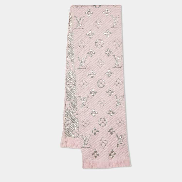 Louis Vuitton Pink Monogram Silk Fringed Scarf
