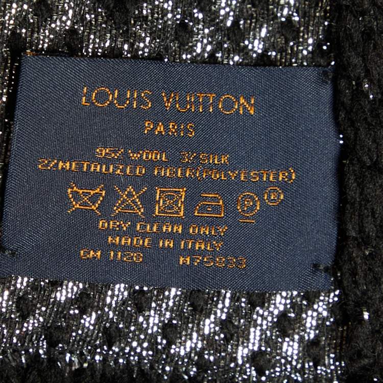 مملوكة مسبقًا Louis Vuitton Black Silk & Wool Logomania Shine Scarf