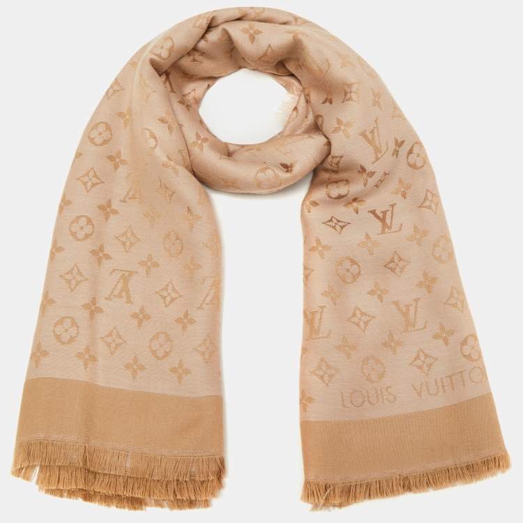 Vuitton Beige Rose Monogram Silk & Wool Denim Shawl Louis Vuitton | TLC