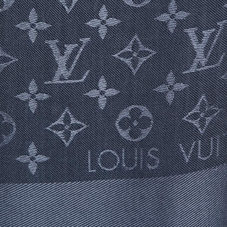 Pre Owned Louis Vuitton Carbone Silk & Wool Classique Monogram Shawl