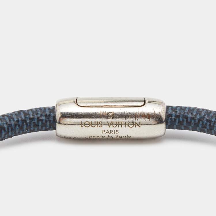 Pre Owned Louis Vuitton Keep It Black Canvas Silver Tone Bracelet