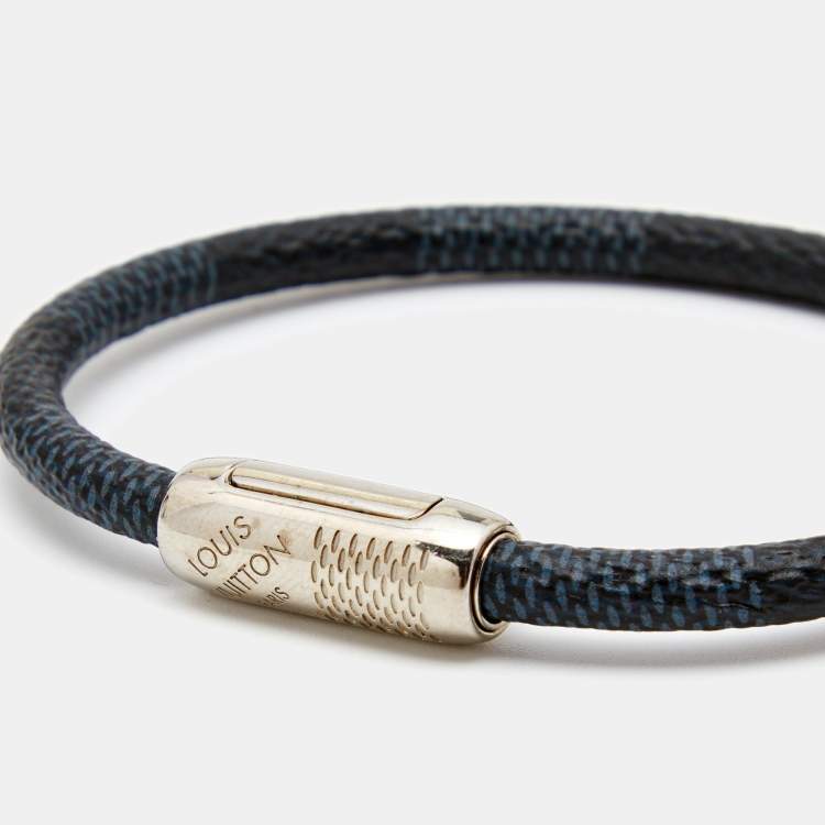 Pre Owned Louis Vuitton Keep It Black Canvas Silver Tone Bracelet