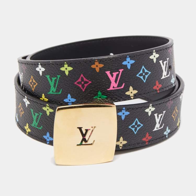 Louis Vuitton Black Multicolor Monogram Canvas LV Cut Belt 90cm Louis  Vuitton