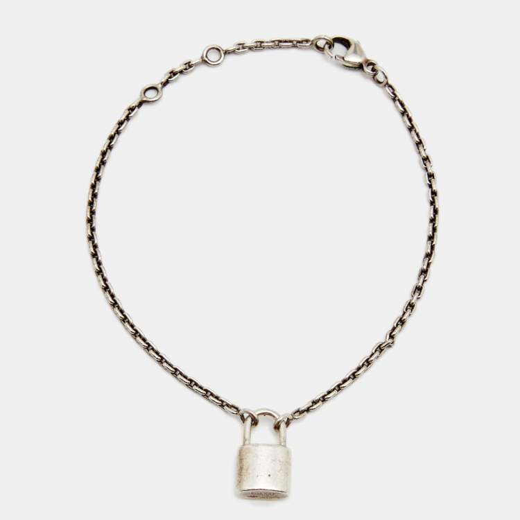 Pre Owned Louis Vuitton Lock It Sterling Silver Charm Bracelet