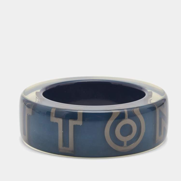 Pre Owned Louis Vuitton Wanted Resin Gunmetal Tone Bangle Bracelet