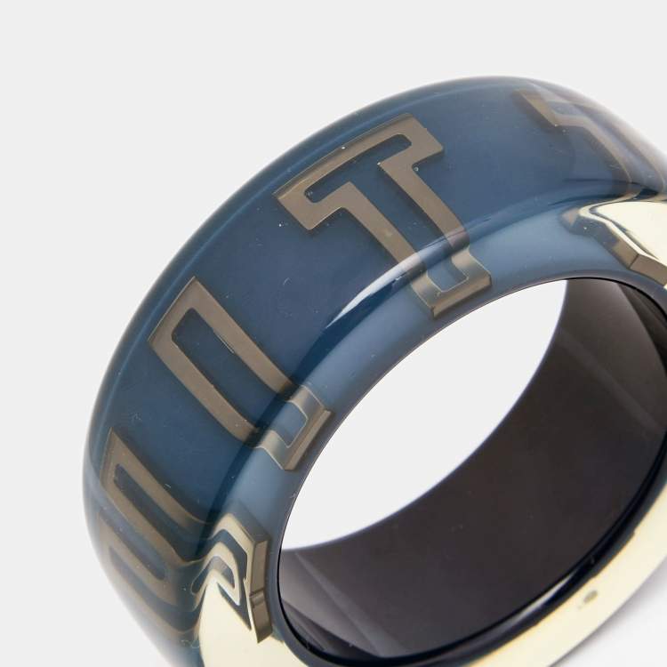 Pre Owned Louis Vuitton Wanted Resin Gunmetal Tone Bangle Bracelet