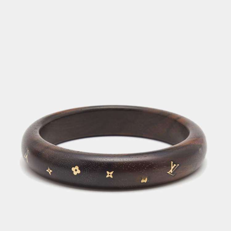 Pre Owned Louis Vuitton Wood Gold Tone Bangle Bracelet