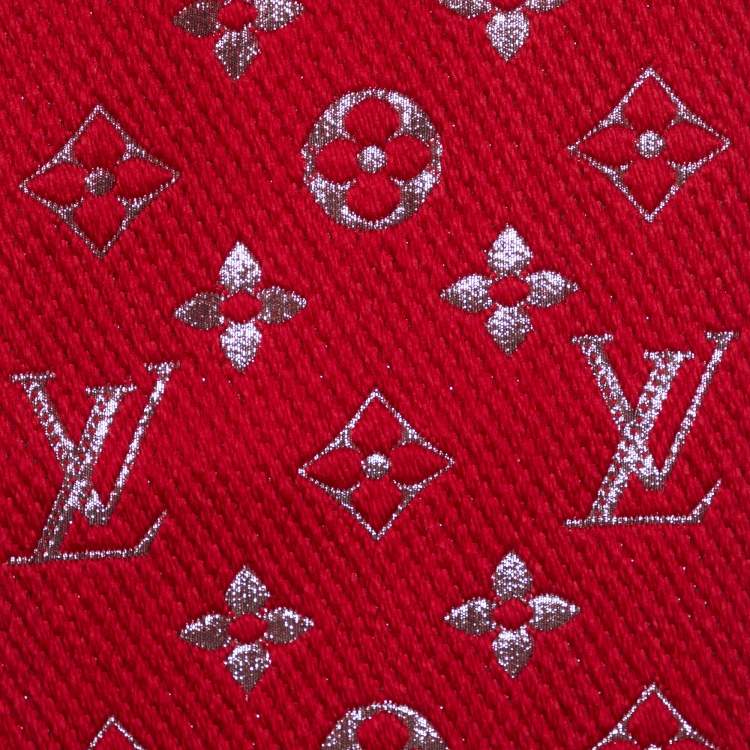 مملوكة مسبقًا Louis Vuitton Red Logomania Wool & Silk Shine Scarf