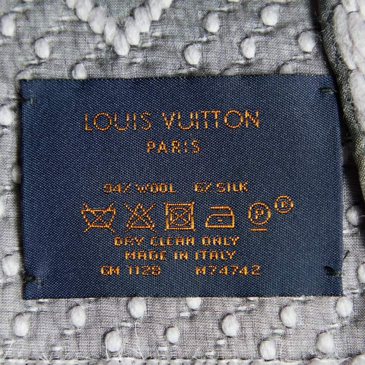 Pre Owned Louis Vuitton Grey Wool & Silk Logomania Scarf