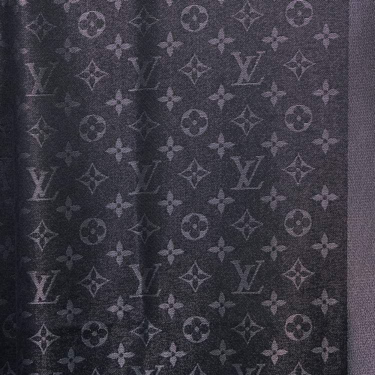Pre Owned Louis Vuitton Black Logo Monogram Shine Shawl
