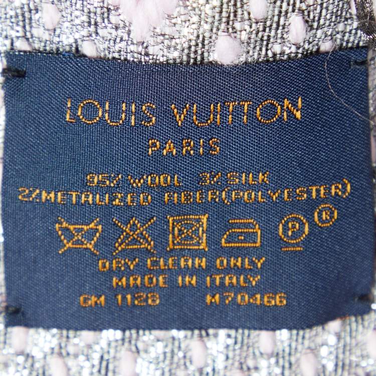 Pre Owned Louis Vuitton Pink Wool & Silk Logomania Shine Scarf