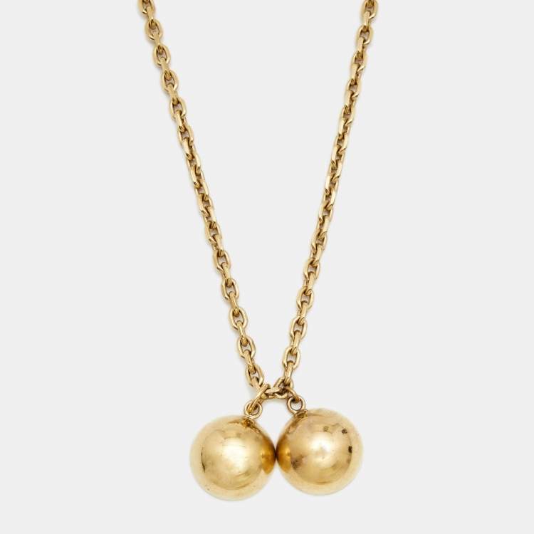 Pre Owned Louis Vuitton Half Sphere Resin Gold Tone Necklace