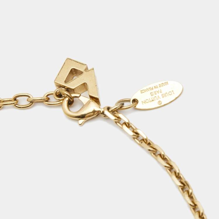 Pre Owned Louis Vuitton Half Sphere Resin Gold Tone Necklace