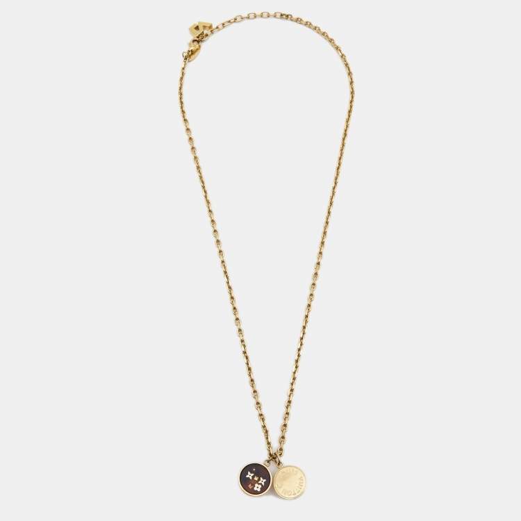 Pre Owned Louis Vuitton Half Sphere Resin Gold Tone Necklace