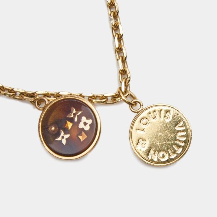Pre Owned Louis Vuitton Half Sphere Resin Gold Tone Necklace