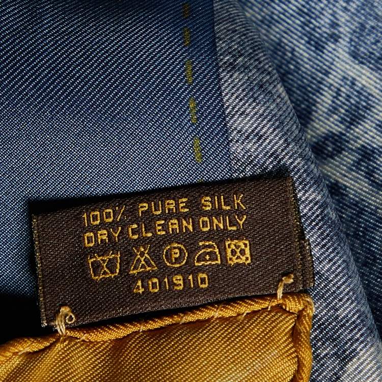 Pre Owned Louis Vuitton Blue Monogram Denim Pattern Silk Square Scarf