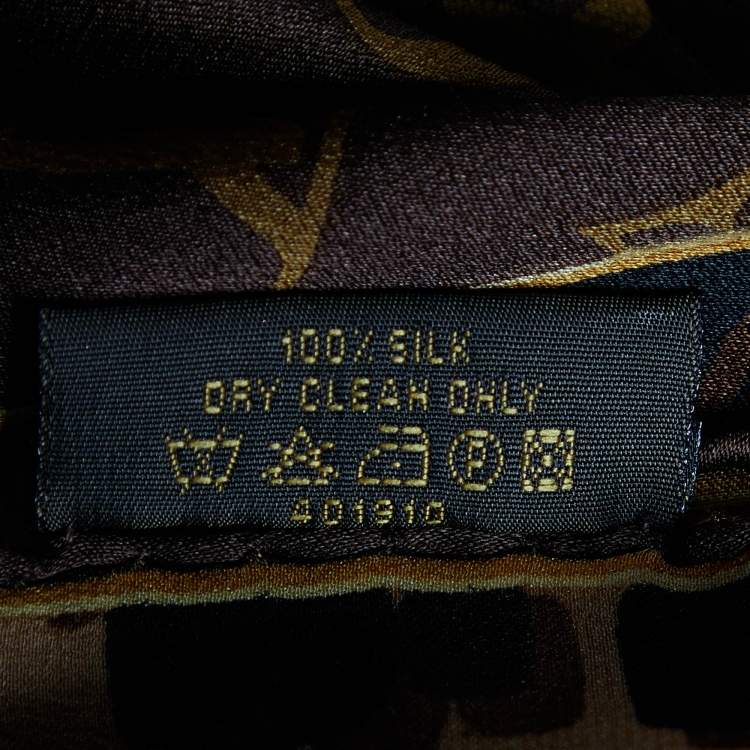 Pre Owned Louis Vuitton Brown Monogram Leopard Print Square Silk Scarf