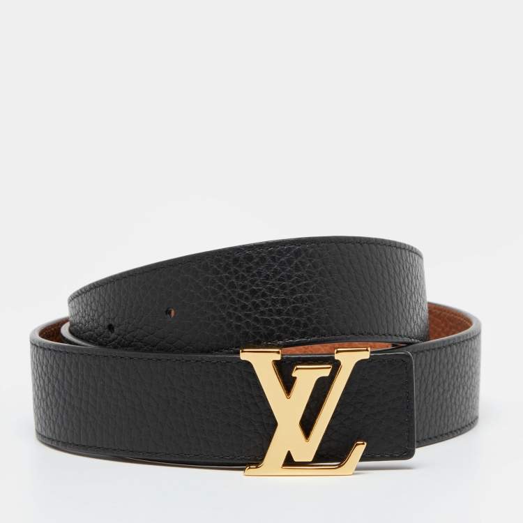 Louis Vuitton Black/Brown Leather Initiales Belt 90CM Louis