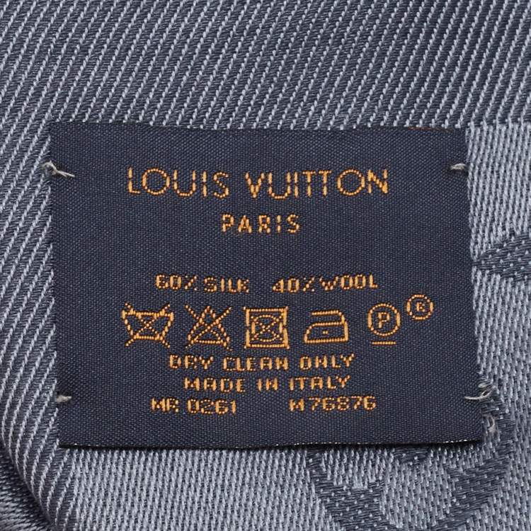 Pre Owned Louis Vuitton Charcoal Grey Silk & Wool Monogram Classique Shawl