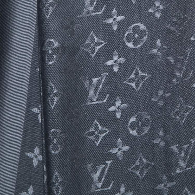 Pre Owned Louis Vuitton Charcoal Grey Silk & Wool Monogram Classique Shawl