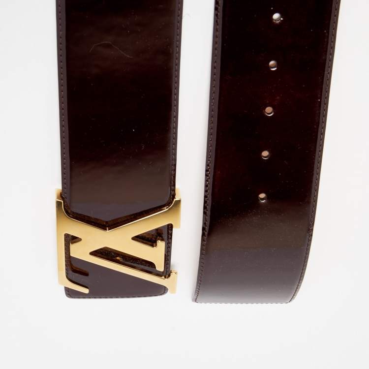 Pre Owned Louis Vuitton Amarante Vernis Leather LV Initiales Waist Belt 75 CM