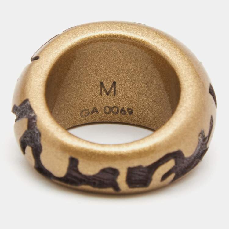 Pre Owned Louis Vuitton Wood Lacquer Monogram Ring Size 54
