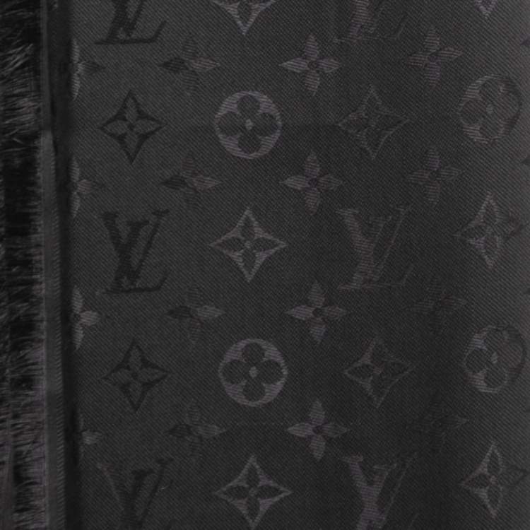 Pre Owned Louis Vuitton Black Wool & Silk Classique Monogram Shawl