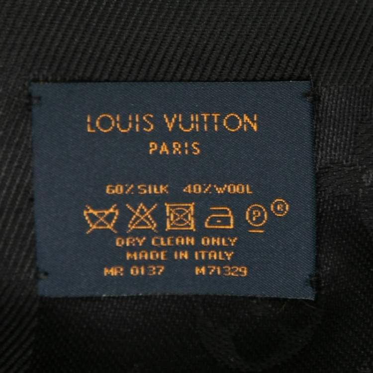Pre Owned Louis Vuitton Black Wool & Silk Classique Monogram Shawl